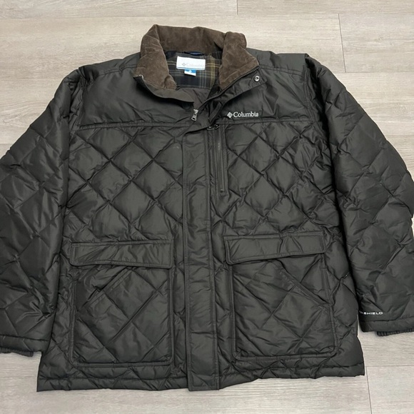Columbia Omni Shield Goose Down Filled Puffer Coat Corduroy Collar - Picture 2 of 11